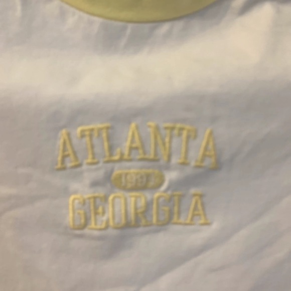 Size 10/12 white with yellow sleeve slightly cropped T-shirt - Picture 2 of 6